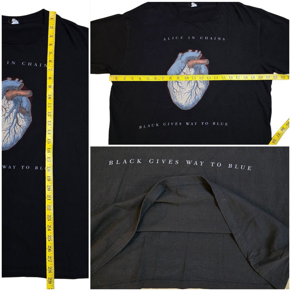 AiC Tshirt  XL Black Graphic Print Cotton Alice Chains Black Gives Way Blue 2010 - Picture 6 of 10